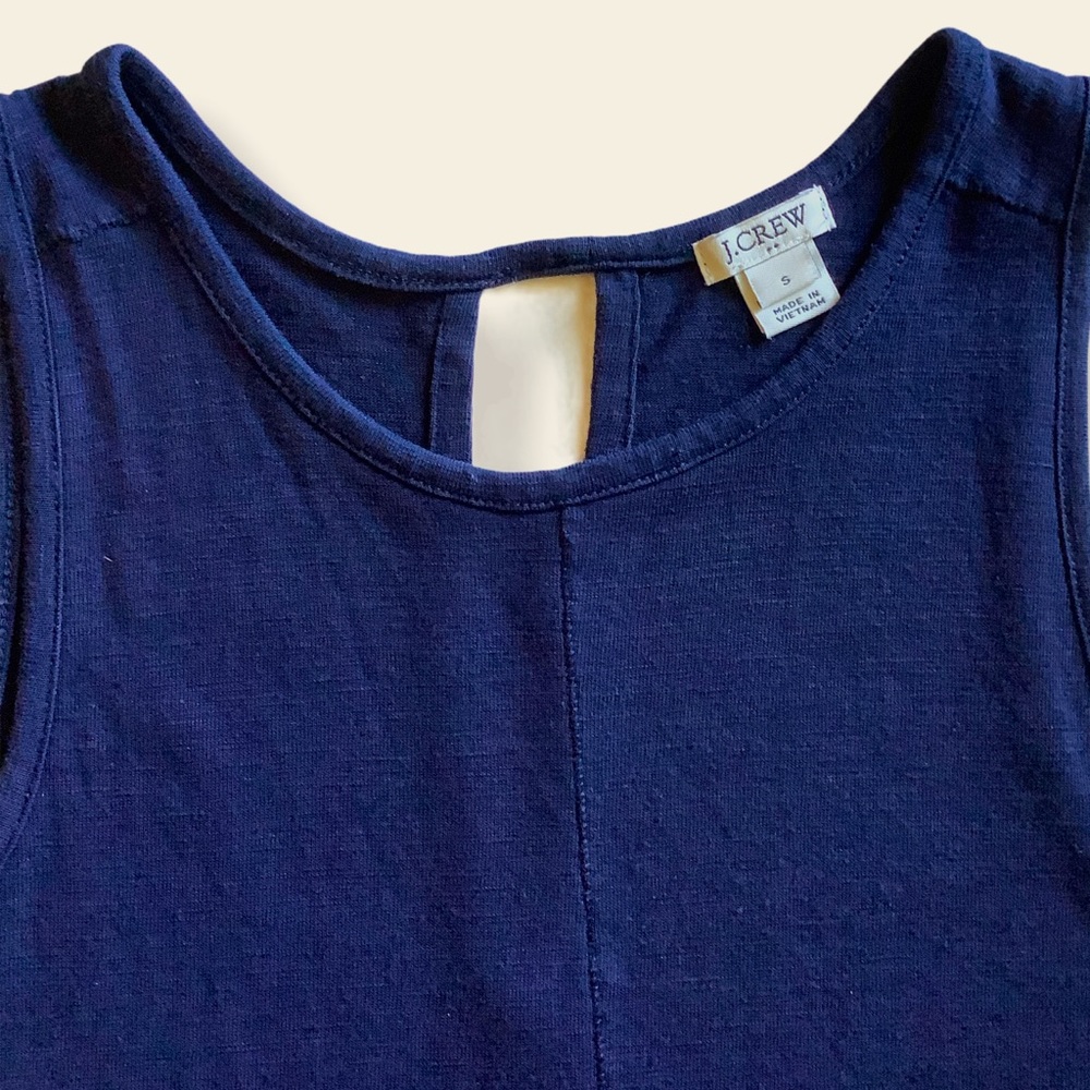 J.Crew Navy Tank with Floral Edge Detail Sz Small - Picture 3 of 7